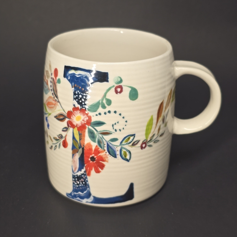 Anthropologie Starla M Halfmann L Monogram Ceramic Mug